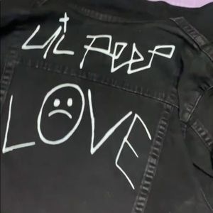 TRUE RELIGION X LIL PEEP Jeans jacket large has a fadded black but somewhat new